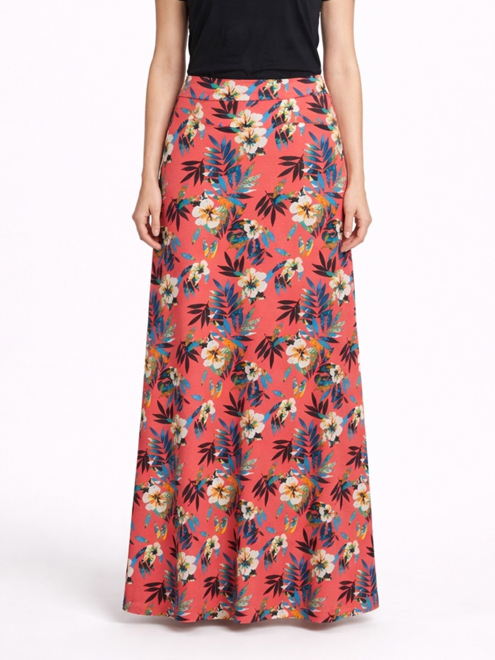 LOVEAPPELLA Deanne Knit Maxi Skirt Coral Tropical Floral Print Size XL - Picture 16 of 16